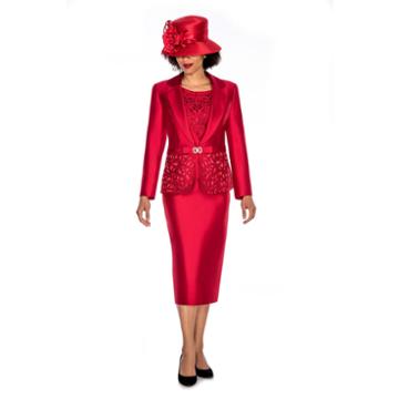 Giovanna Collection Women's Laser-cut Embellished 3-piece Skirt Suit