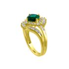 Womens Lab Created Emerald Gold Over Silver Cocktail Ring