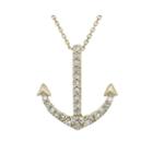 Diamond-accent 10k Yellow Gold Anchor Mini Pendant Necklace