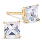 Silver Treasures White Cubic Zirconia Gold Over Silver Stud Earrings