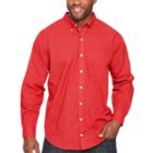 Van Heusen Wrinkle Free Poplin Button Down Long Sleeve Checked Button-front Shirt-big And Tall