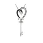 1/8 Ct. T.w. White And Color-enhanced Black Diamond Sterling Silver Key Pendant Necklace