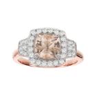 Blooming Bridal Genuine Cushion-cut Morganite And Diamond 14k Rose Gold Ring