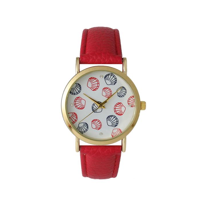 Olivia Pratt Womens Colored Shell Dial Red Leather Watch 14841red