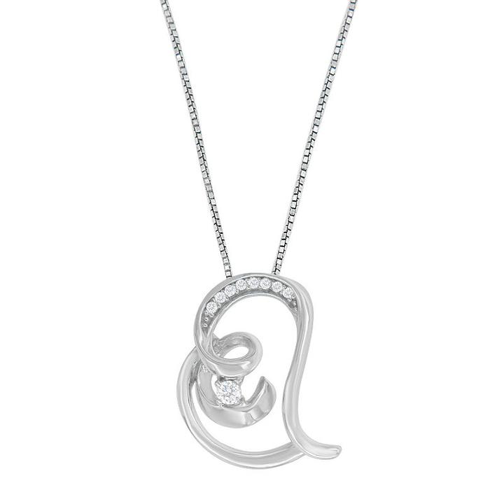 Womens Diamond Accent White Diamond Heart Pendant Necklace