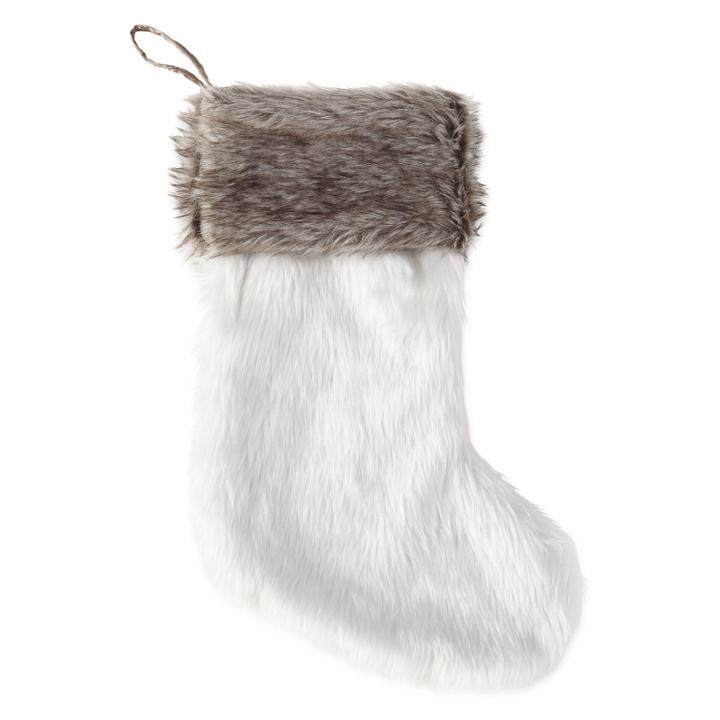 North Pole Trading Co. White Fur Stocking