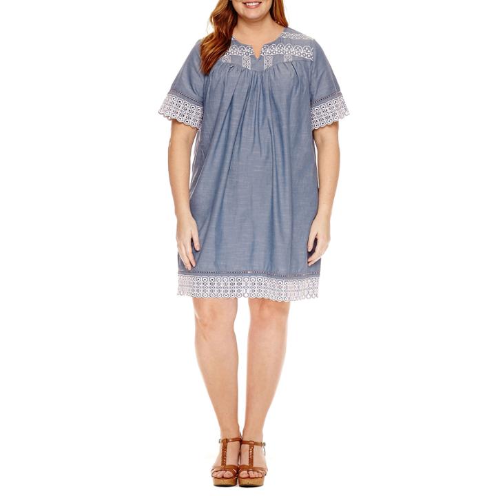 St. John's Bay Short Sleeve Sheath Dress-plus