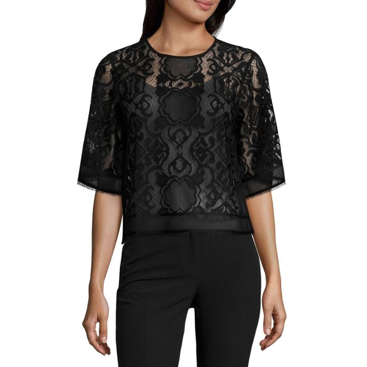 Worthington 3/4 Sleeve Scoop Neck Lace Blouse
