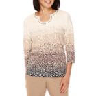Alfred Dunner 3/4-sleeve Pebble Print Top