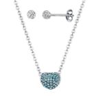 Crystal Sophistication&trade; Blue & Clear Crystal Reversible Heart Pendant & Earrings