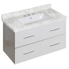 36-in. W Wall Mount White Vanity Set For 3h8-in. Drilling Bianca Carara Top White Um Sink