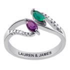 Personalized Womens Diamond Accent Simulated Crystal Multi Color Sterling Silver Oval