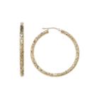 Infinite Gold&trade; 14k Yellow Gold Crystal-cut Hollow Hoop Earrings