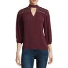 A.n.a 3/4 Sleeve High Neck Woven Blouse