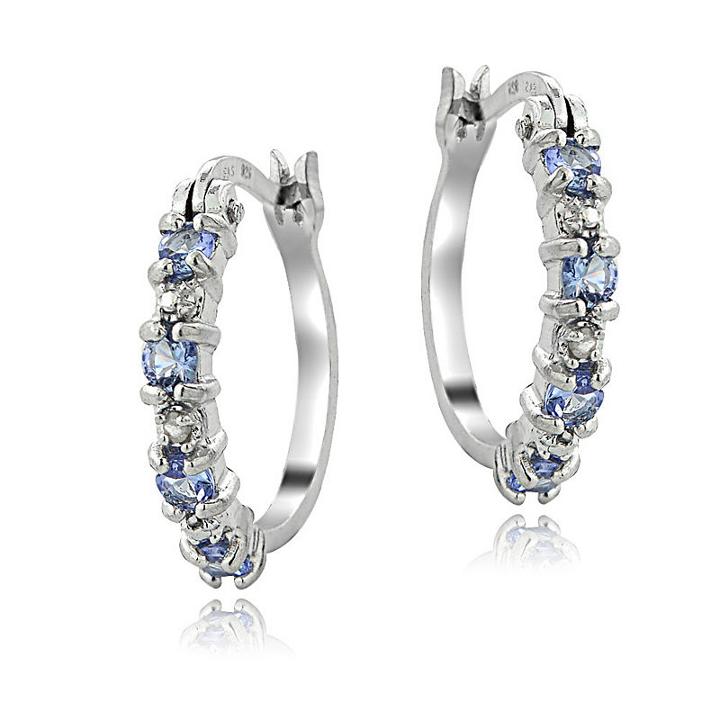 Genuine Blue Tanzanite 19mm Hoop Earrings