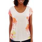 Liz Claiborne Short-sleeve Floral Print T-shirt - Tall