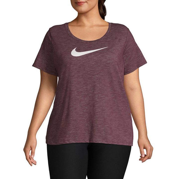Nike Short Sleeve Round Neck T-shirt-womens Plus