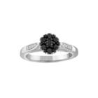 1/2 Ct. T.w. White & Color-enhanced Black Diamond Sterling Silver Ring
