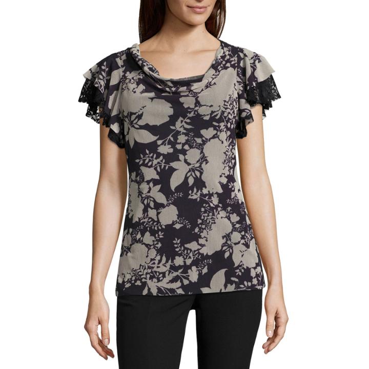 Worthington Short Sleeve Cowl Neck T-shirt