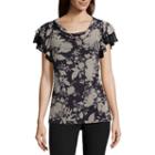 Worthington Short Sleeve Cowl Neck T-shirt