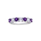 Genuine Amethyst And Lab-created White Sapphire Sterling Silver Band Ring