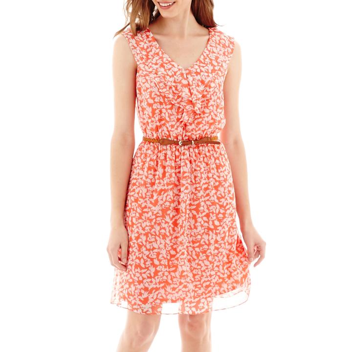 Alyx Sleeveless Ruffle-front Floral Print Belted Chiffon Dress