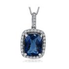 1/8 Ct. T.w. Diamond & Genuine London Blue Topaz Sterling Silver Pendant