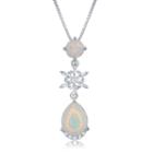Enchanted Disney Fine Jewelry Lab Created Opal & Diamond Accent Frozen Pendant Necklace In Sterling Silver