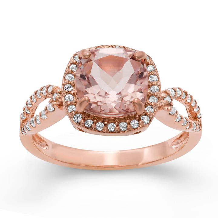 Womens Pink Morganite 14k Gold Over Silver Cocktail Ring
