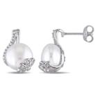 1/10 Ct. T.w. White Pearl Sterling Silver Ear Pins
