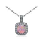 Womens Simulated White Opal Sterling Silver Pendant Necklace