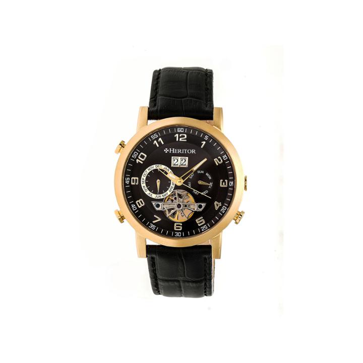 Heritor Edmond Mens Black Strap Watch-herhr6204