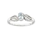 Womens Blue Aquamarine Sterling Silver Solitaire Ring