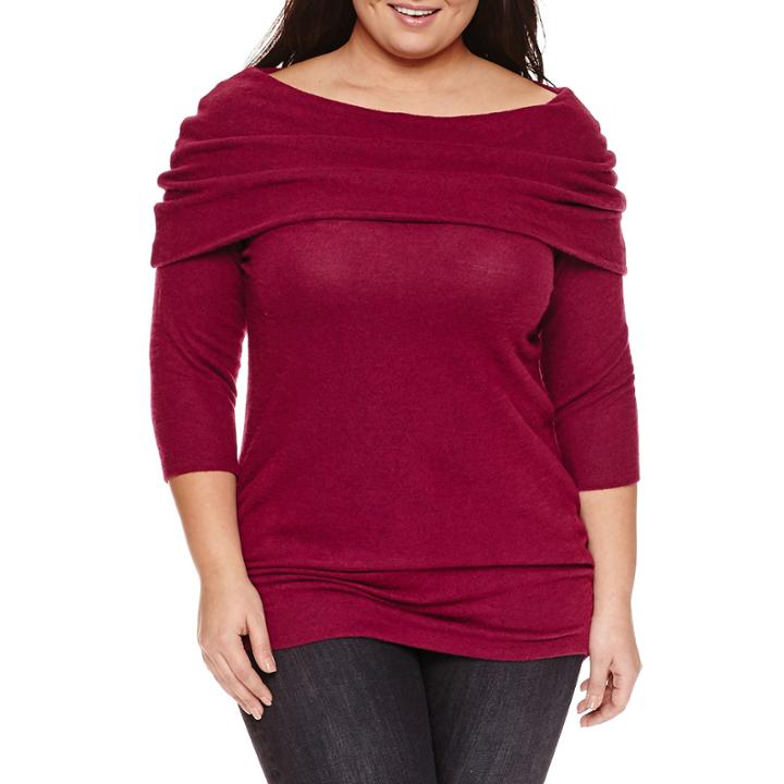 Boutique + Long Sleeve Pullover Sweater-plus