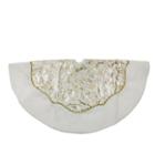 48 Gold And Silver Flourish Christmas Tree Skirt With White Velveteen Trim