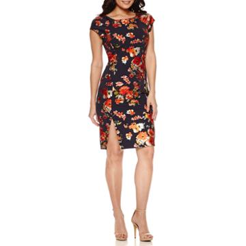 Weslee Rose Short Sleeve Floral Sheath Dress