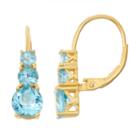 Genuine Blue Topaz 14k Gold Over Silver Leverback Earrings