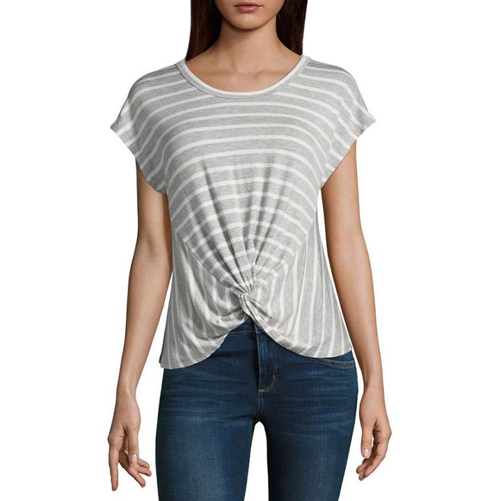 Belle + Sky Short Sleeve Round Neck Stripe T-shirt-womens