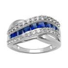 Lab-created Blue & White Sapphire Wave Ring