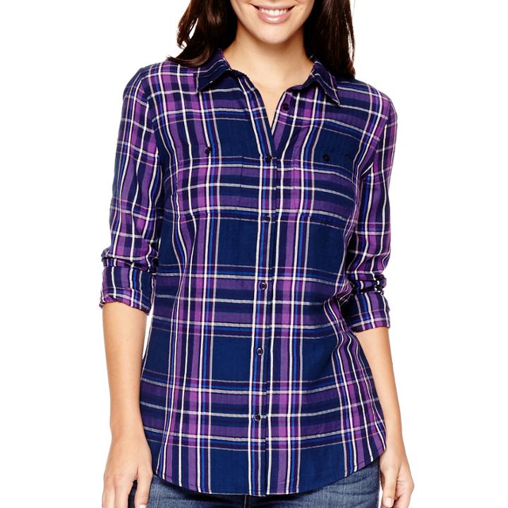 St. John's Bay Long-sleeve Brushed Twill Shirt
