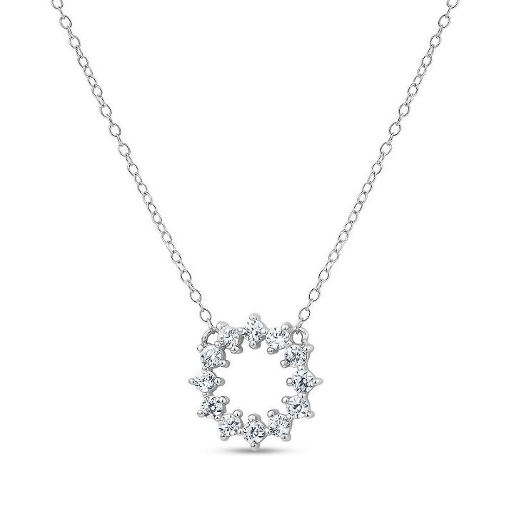 Diamonart Womens 3/4 Ct. T.w. Lab Created White Cubic Zirconia Round Pendant Necklace