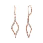 1/10 Ct. T.w. Diamond 14k Rose Gold Over Sterling Silver Twisted Earrings