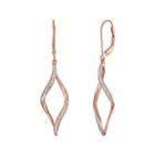 1/10 Ct. T.w. Diamond 14k Rose Gold Over Sterling Silver Twisted Earrings