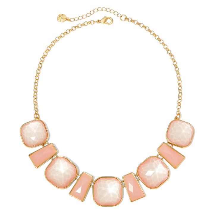 Monet Pink Stone Gold-tone Collar Necklace