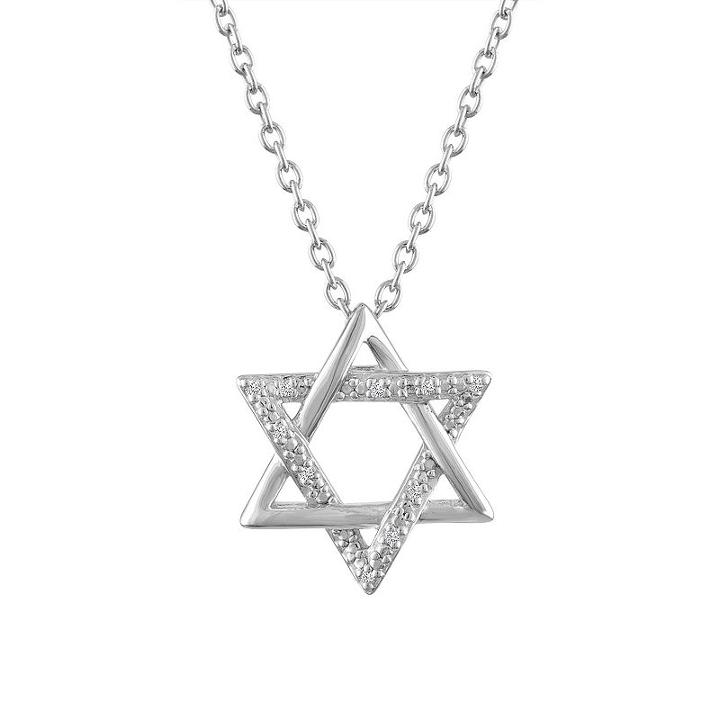 Womens Diamond Accent Genuine White Diamond Star Pendant Necklace