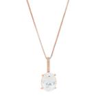 Womens Lab Created White Sapphire 10k Rose Gold Pendant Necklace