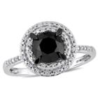 Womens 1 5/8 Ct. T.w. Color Enhanced Round Black Diamond 14k Gold Engagement Ring