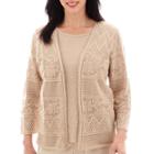 Alfred Dunner 3/4-sleeve Pointelle Cardigan