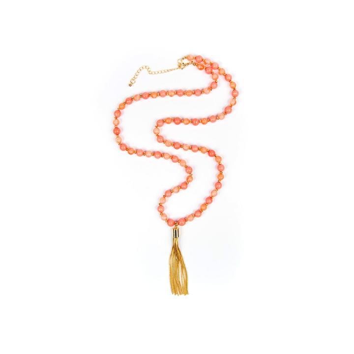 Arizona Beaded Gold-tone Tassel Necklace