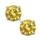 2 Ct. T.w. Color-enhanced Yellow Diamond Stud Earrings